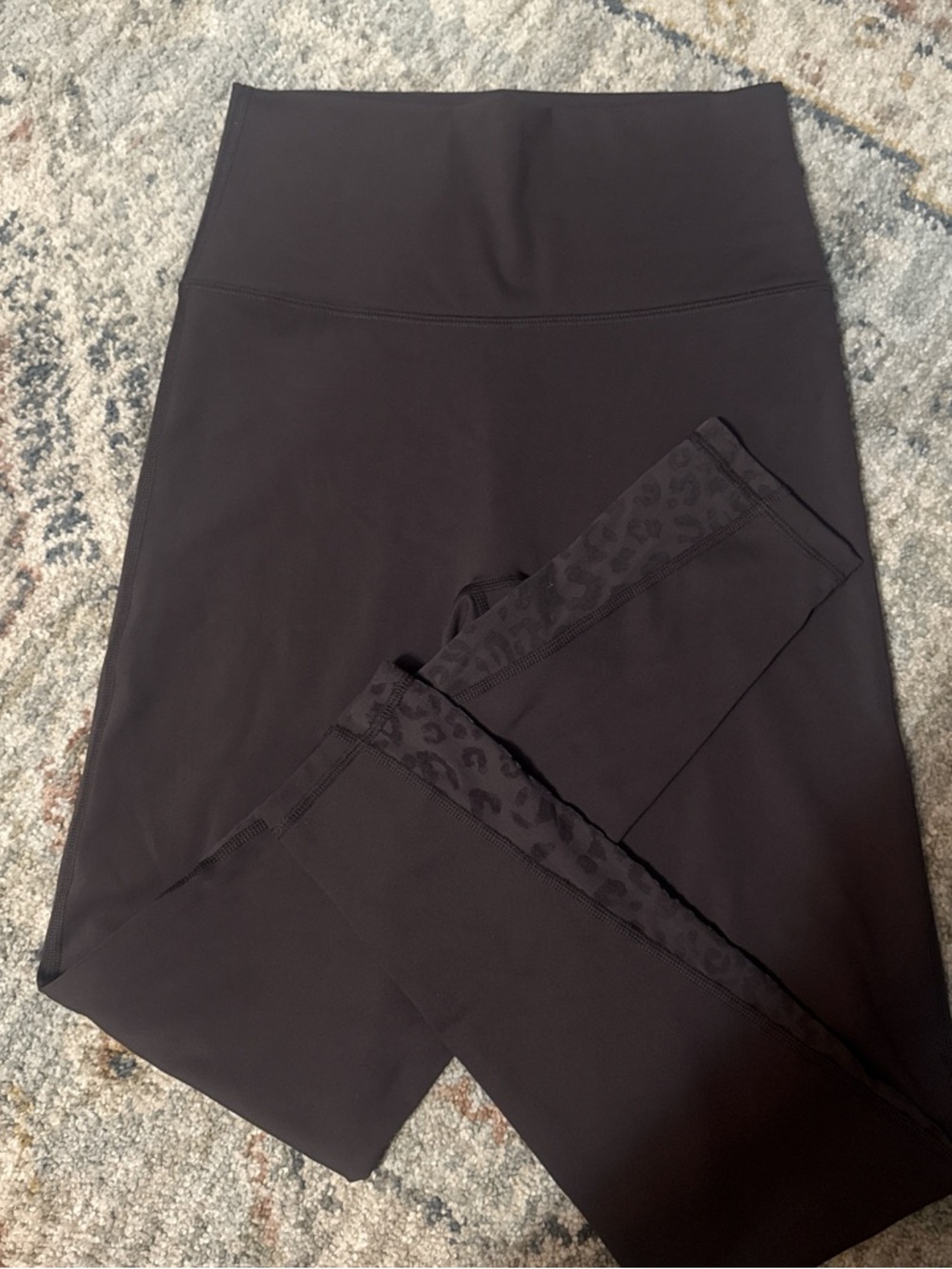 aerie Black High-Waist Leggings with Leopard Print Trim